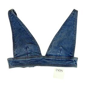 LNDN Women’s Denim Bralette Top Adjustable Straps Size XS